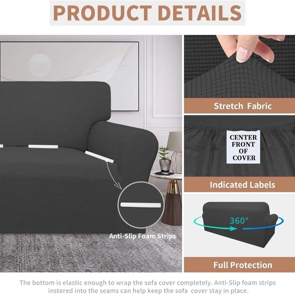 Easy-Going 100% Waterproof Couch Cover Set – Sofa & Loveseat in Dark Gray
